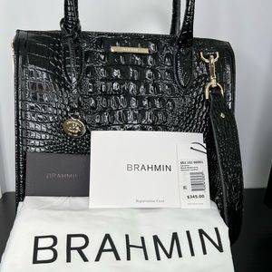 Beautiful Brahmin Caroline Satchel in Black Melbourne Genuine Leather